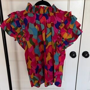 Colorful Ruffled Women's Top